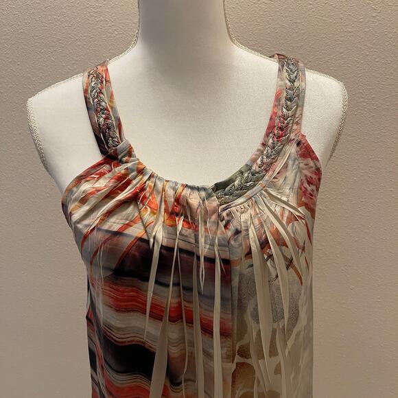 Style & Co Tan Embellished  Chain link neck Blue Small Women's RN 119794 - Picture 2 of 5